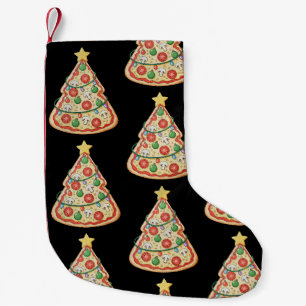 Pizza Christmas Tree Xmas Lights Crustmas Holiday Small Christmas Stocking