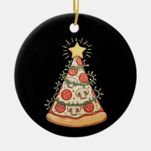 Pizza Christmas Tree Xmas Lights Holiday Season Ceramic Tree Decoration