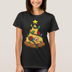 Pizza Christmas Tree Xmas Tree Lights Christmas T-Shirt