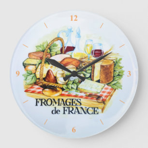 Pizza Clock. Fromages De France Large Clock
