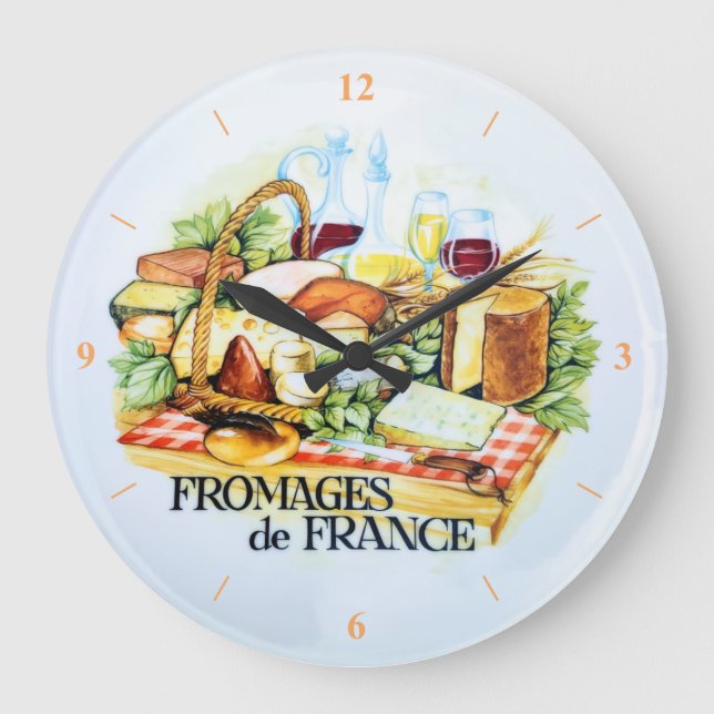 Pizza Clock. Fromages De France Large Clock (Front)