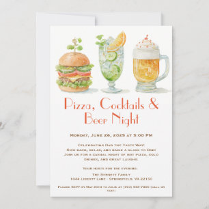 Pizza, Cocktails & Beer – Father’s Day Party  Invitation