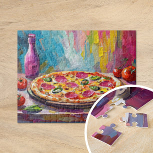 Pizza Colourful Modern Abstract Art Jigsaw Puzzle