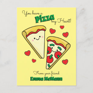Pizza Cute Kids Classroom Valentine Card