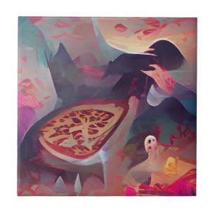 Pizza dark fantasy world graphic abstract art  tile
