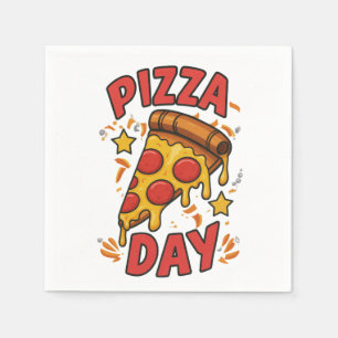 Pizza Day – Fun Pepperoni Pizza Slice Design Napkin