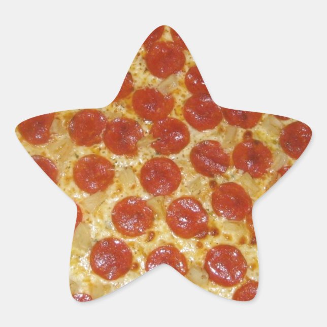 Pizza...Delicious Pepperoni Pizza Star Sticker (Front)