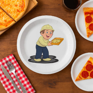 Pizza Delivery Boy Food Paper Plates