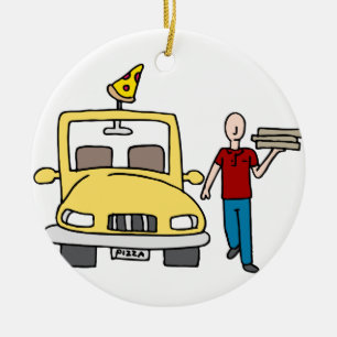 Pizza Delivery Driver Ceramic Tree Decoration