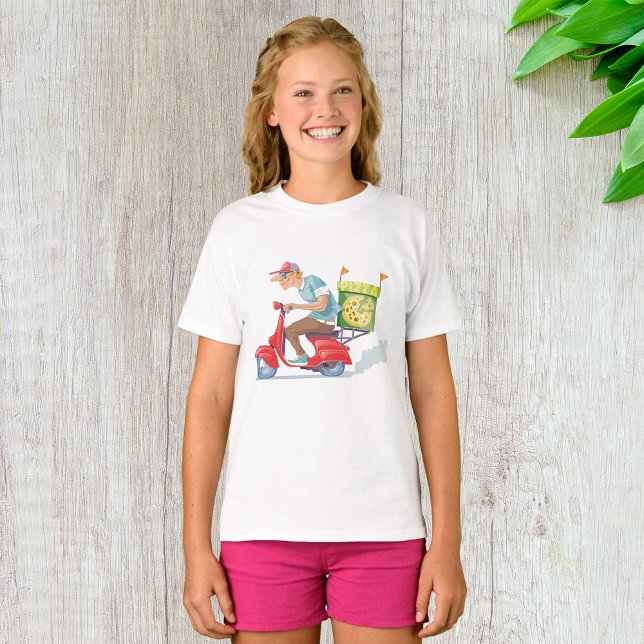 Pizza Delivery Guy on Red Scooter T-Shirt (Creator Uploaded)