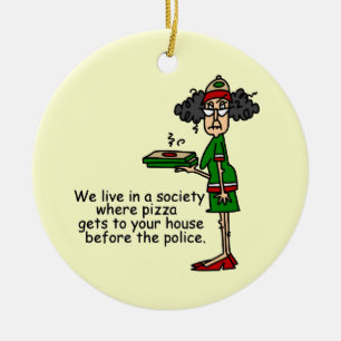 Pizza Delivery Humour Ceramic Tree Decoration