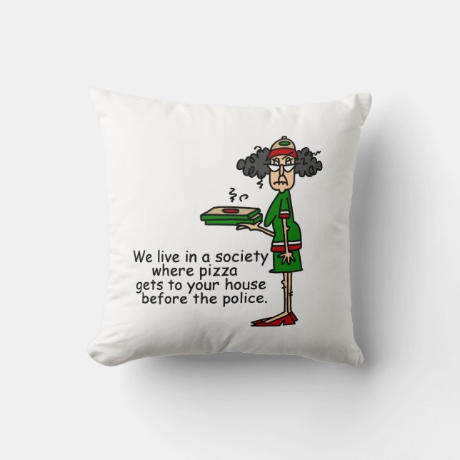 Pizza Delivery Humour Cushion (Front)
