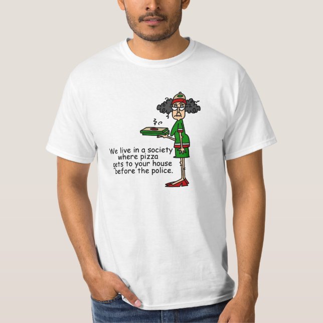 Pizza Delivery Humour T-Shirt (Front)