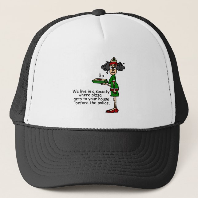 Pizza Delivery Humour Trucker Hat (Front)