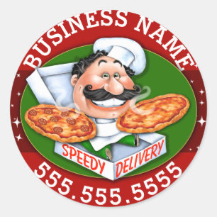 Pizza Delivery Pizzeria Business Customisable Classic Round Sticker