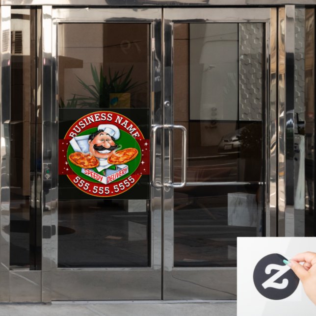 Pizza Delivery Pizzeria Business Customisable Window Cling (Office Door)
