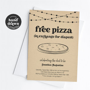 Pizza Diaper Party Funny Men Dad Shower Invitation