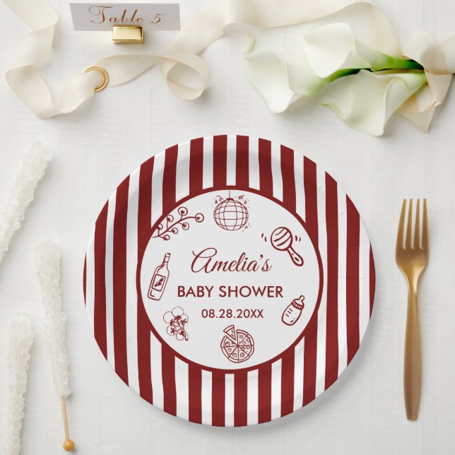 Pizza doodle special Delivery  Baby Shower Paper Plate (Wedding)