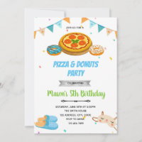Pizza doughnuts boy sleepover invitation