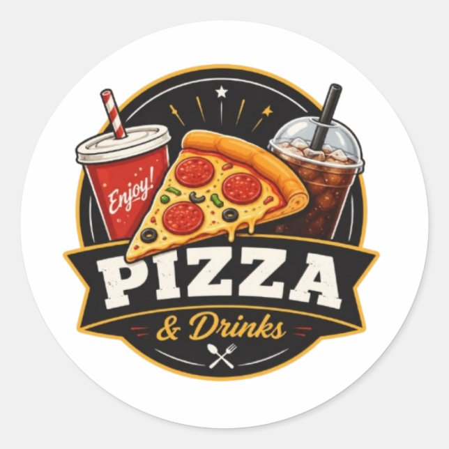 Pizza & Drinks Sticker – Fast Food Lover (Front)