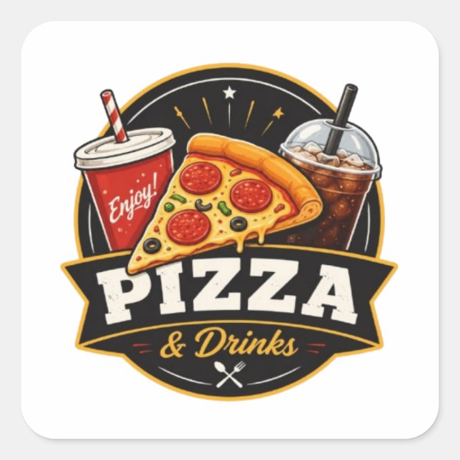 Pizza & Drinks Sticker – Fast Food Lover (Front)