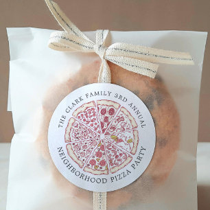 Pizza Event Themed Custom Text Classic Round Sticker
