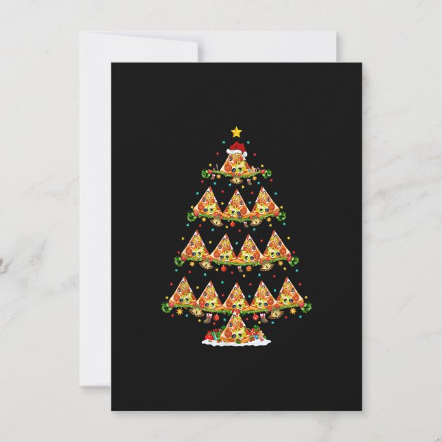 Pizza Fast Food Lover Lights Xmas Santa Pizza Chri Invitation (Front)