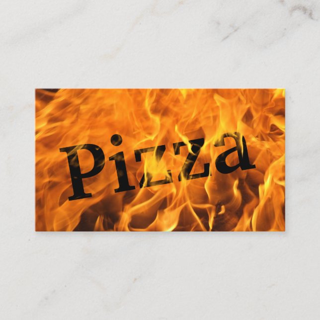 Pizza Flaming Fire Typography Business Card (Front)