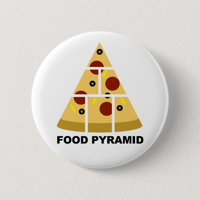 Pizza Food Pyramid Funny Button Badge Pin (Front)