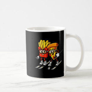 Pizza french fries ski funny skiier fast food coffee mug