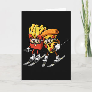 Pizza French Fries Ski Funny Skiier Fast Food Skii Card