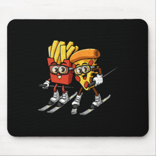 Pizza French Fries Ski Funny Skiier Fast Food Skii Mouse Mat
