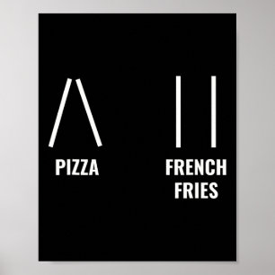 Pizza French Fries Skiing Quote Funny Skier Ski In Poster