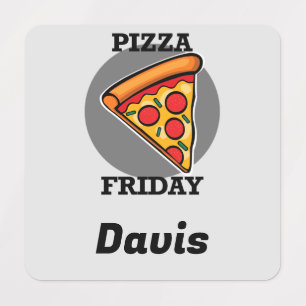 Pizza Friday Design - Small Square Clothing Label