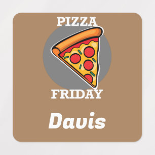 Pizza Friday Design - Small Square Clothing Label 