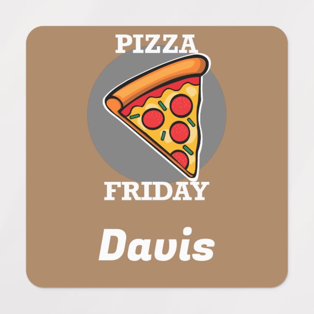 Pizza Friday Design - Small Square Clothing Label  (Design 1)
