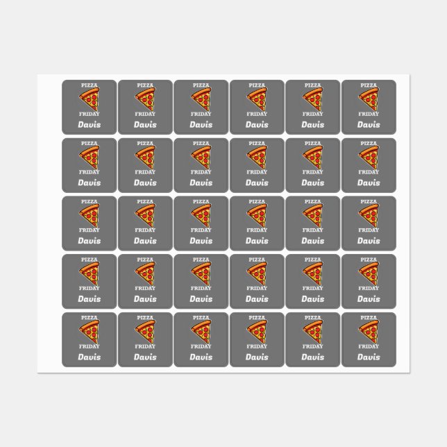 Pizza Friday Design - Small Square Clothing Label  (Sheet)