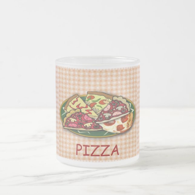 Pizza Frosted Glass Coffee Mug (Center)