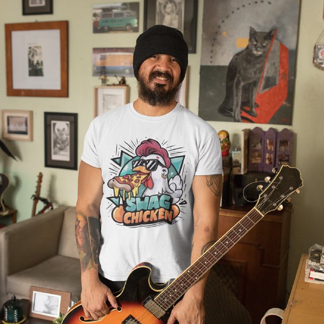 Pizza-Fuelled Chicken With Cool Shades T-Shirt (Creator Uploaded)