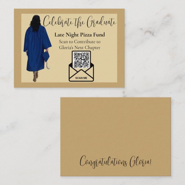 Pizza Fund Graduation QR Code Insert Card | Grad (Front/Back)