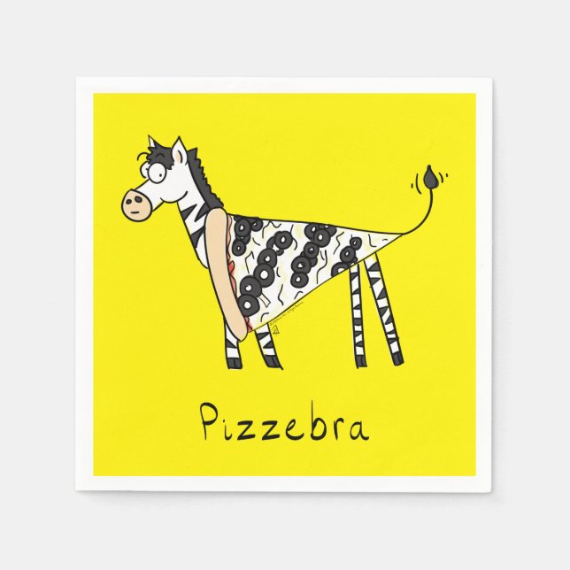 Pizza Funny Kids Zebra Napkin (Front)
