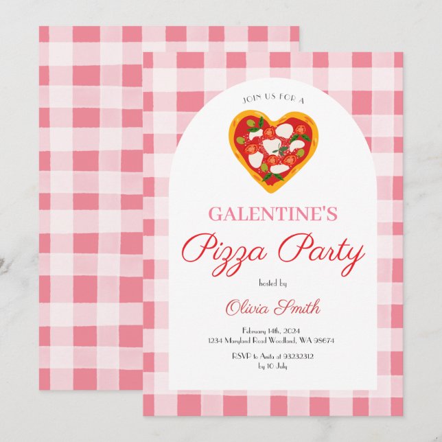 Pizza Galentine's Day Party Valentine Invitation (Front/Back)