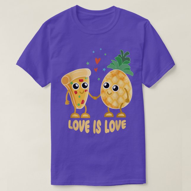 pizza gifts, love is love, pineapple hawaiian pizz T-Shirt (Design Front)
