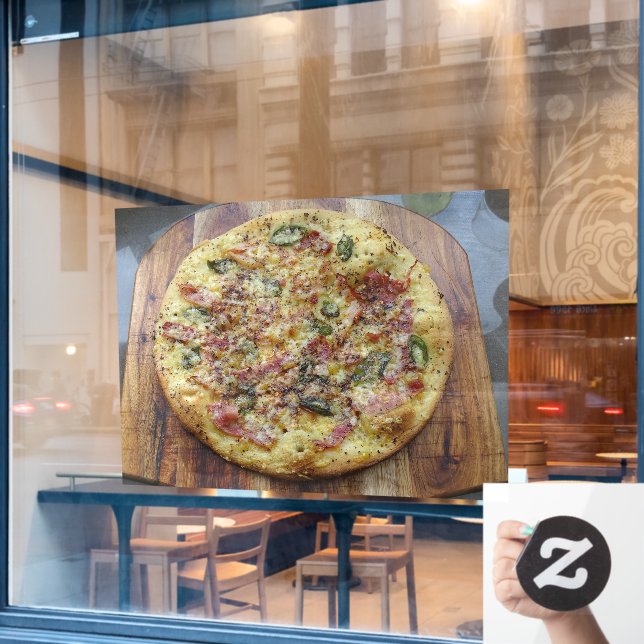Pizza Gourmet Pizza Bianca Prosciutto Speck Italy Window Cling (Cafe Window)