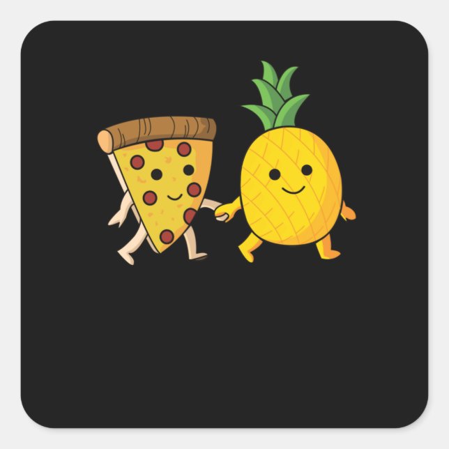 Pizza Hawaii Pineapple Pizza Food Square Sticker (Front)