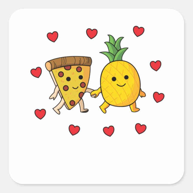 Pizza Hawaii Pineapple Pizza Food Square Sticker (Front)
