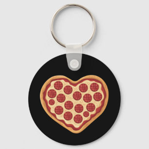 Pizza Heart Shaped Cute Valentine's Day Key Ring