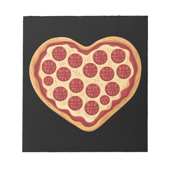 Pizza Heart Shaped Cute Valentine's Day Notepad (Front)