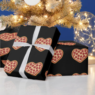 Pizza Heart Shaped Cute Valentine's Day Wrapping Paper