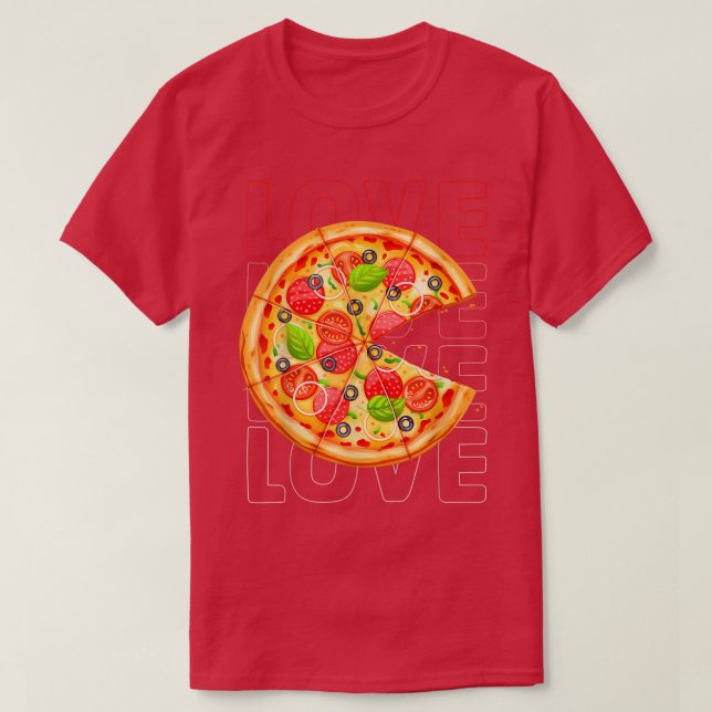 Pizza Heart Valentines Couples Matching Pyjamas Fo T-Shirt (Design Front)